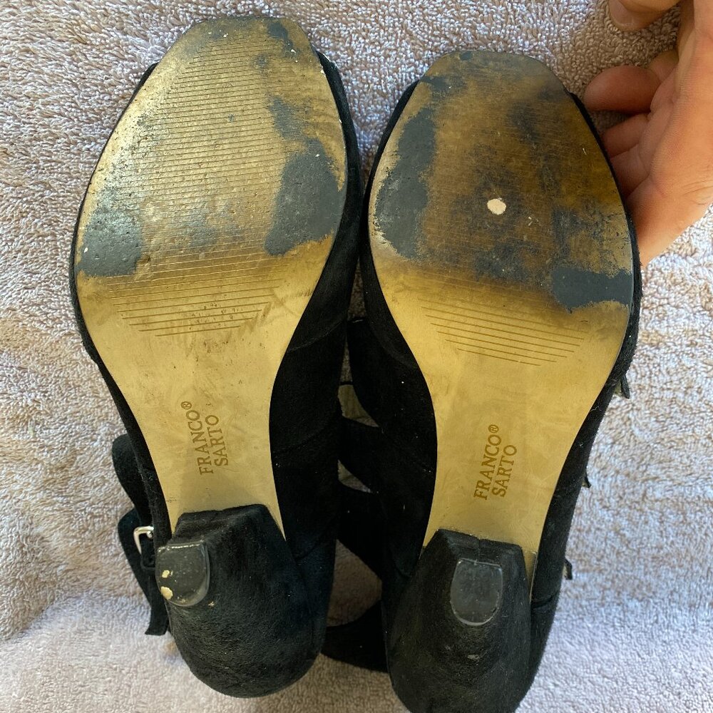 Franco Sarto Black Suede Strappy Heels – Size 8M - Picture 5 of 8